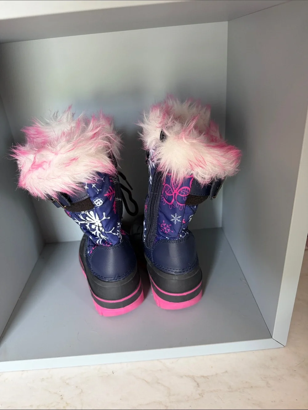 Dream Pairs Navy and Pink Girls' Faux Fur Snow Boots